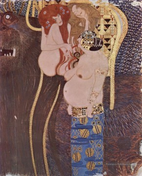 Gustave Klimt œuvres - Der Beethovenfries Wandgemaldeim Sezessionshaus à Wienheuteosterr 2 symbolisme Gustav Klimt